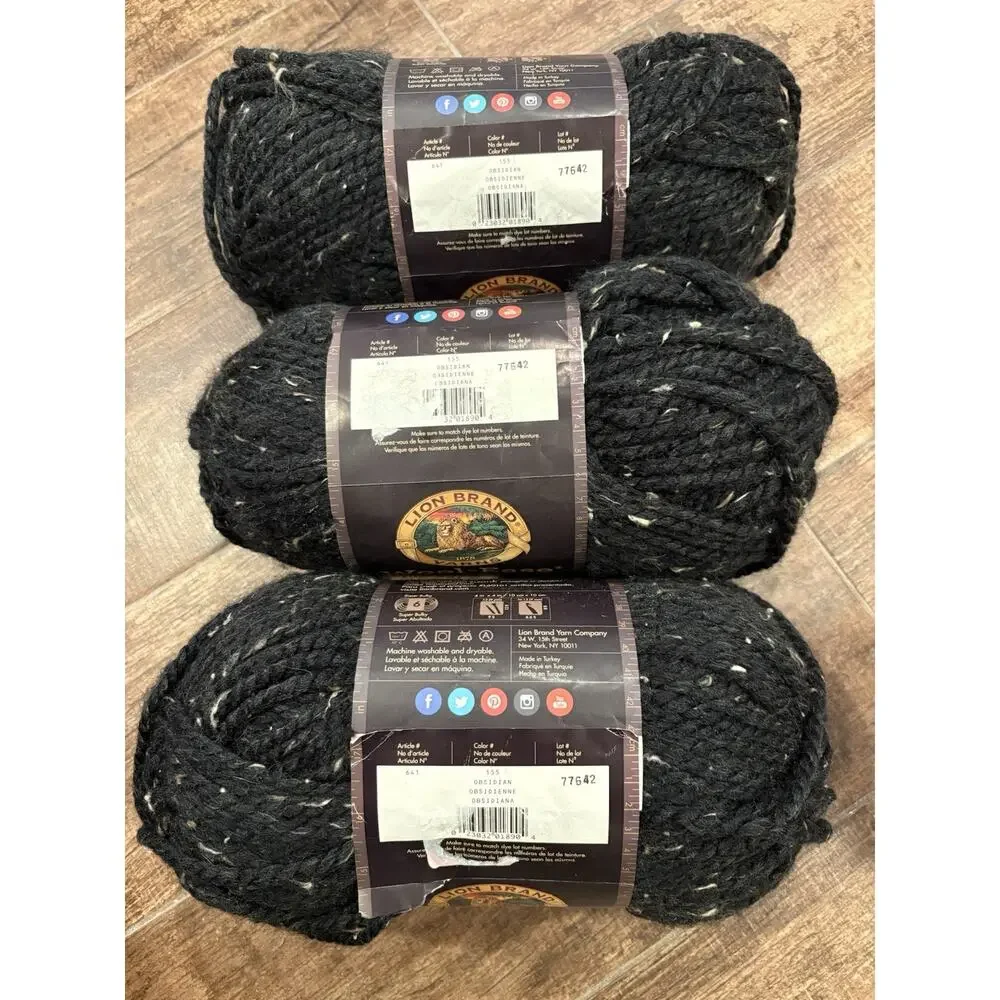 Lion Brand Yarn Bonus Bundle 641-155 Obsidian Lot#77642 Pack Of 3
